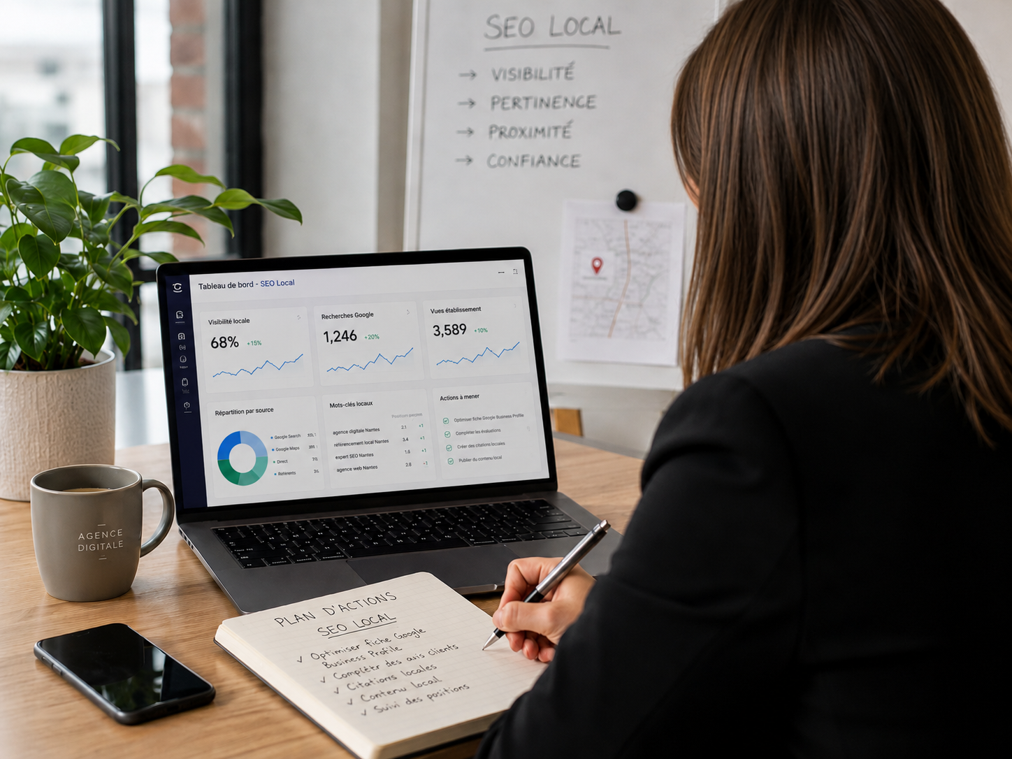 Plan d’action SEO local dans le Var avec consultante et tableau de bord